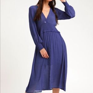 Lulus Go For It royal blue midi dress worn once